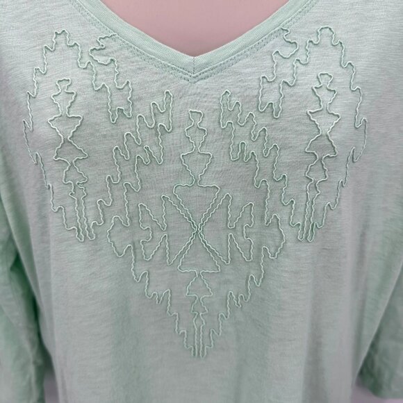 Pendleton Womens Embroidered Mint Green 3/4 Sleeve Cotton Top Size M - Picture 2 of 8
